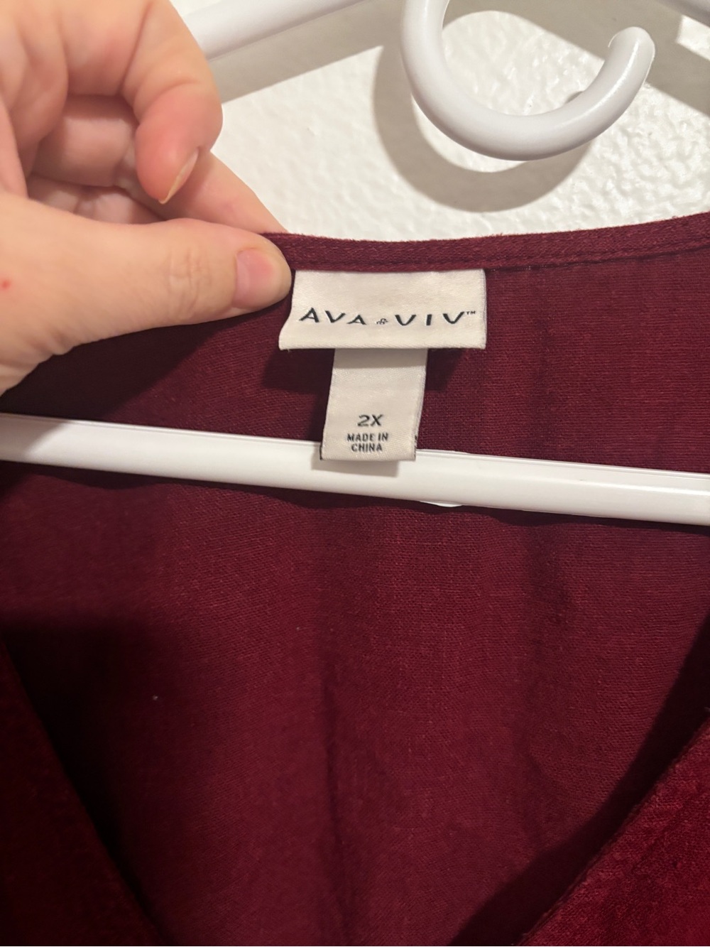 Ava & Viv Deep Wine V-Neck Top